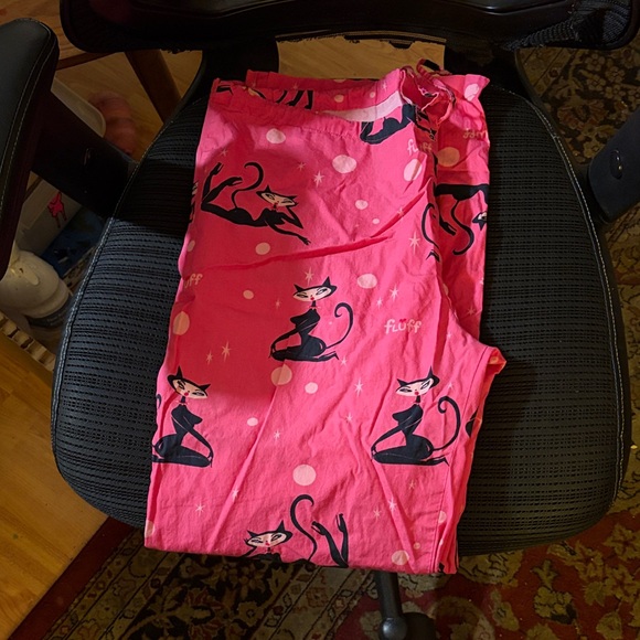 Fluff Pink Cat Print Wide Leg Pants - Picture 1 of 1